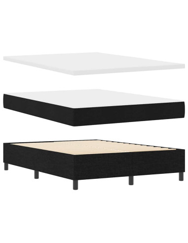 Letto a molle con cuscino Nero 190 x 140 cm Tessuto