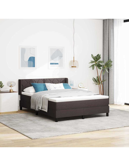 Letto a molle con testiera Marrone Scuro 190 x 140 cm Tessuto