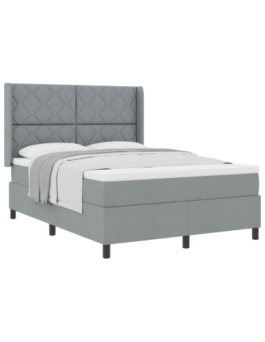 Letto a molle con cuscino Grigio chiaro 200 x 140 cm Tessuto