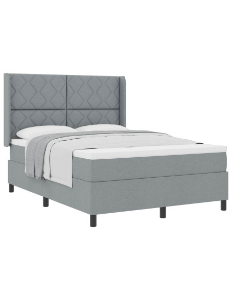Letto a molle con cuscino Grigio chiaro 200 x 140 cm Tessuto