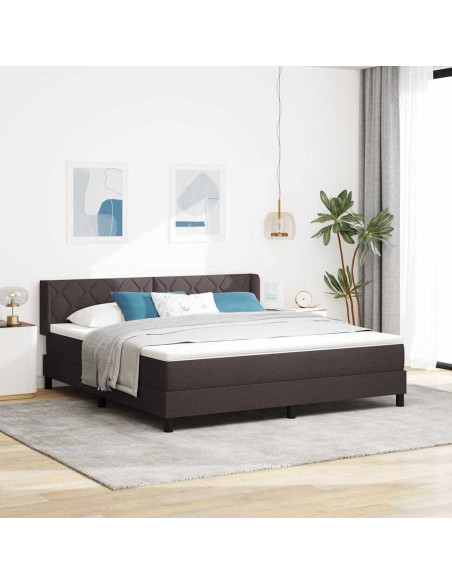 Letto a molle con testiera Marrone Scuro 200 x 180 cm Tessuto