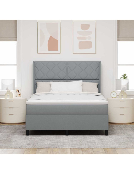 Letto a molle con cuscino Grigio chiaro 200 x 140 cm Tessuto