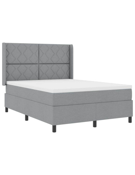 Letto a molle con cuscino Grigio chiaro 200 x 140 cm Tessuto