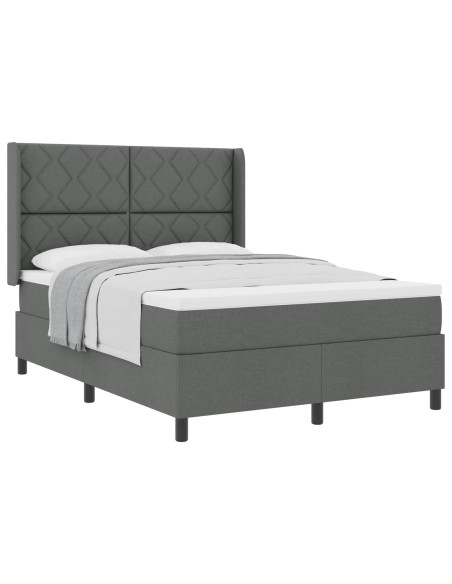 Letto a molle con cuscino Grigio scuro 200 x 140 cm Tessuto
