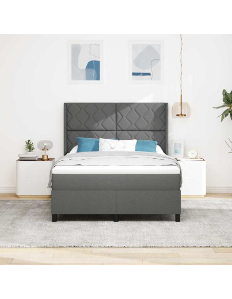 Letto a molle con cuscino Grigio scuro 200 x 140 cm Tessuto