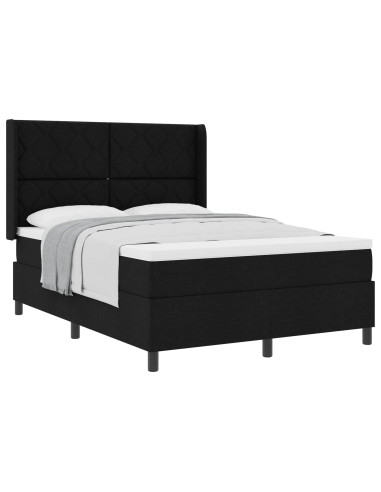 Letto a molle con cuscino Nero 200 x 140 cm Tessuto