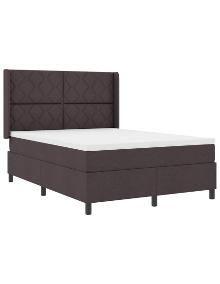 Letto a molle con cuscino Marrone Scuro 200 x 140 cm Tessuto