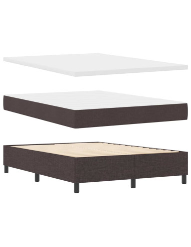 Letto a molle con cuscino Marrone Scuro 200 x 140 cm Tessuto