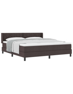 Letto a molle con testiera Marrone Scuro 200 x 180 cm Tessuto 2