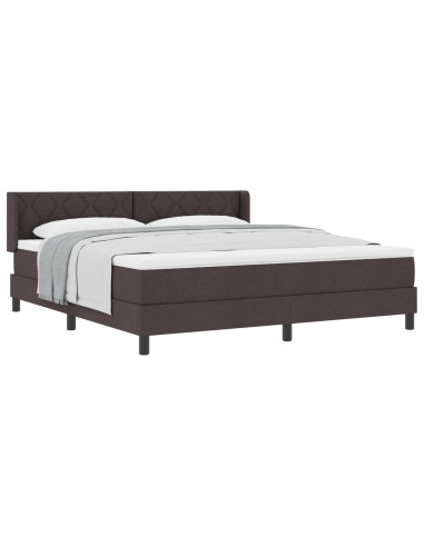 Letto a molle con testiera Marrone Scuro 200 x 180 cm Tessuto