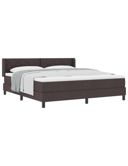 Letto a molle con testiera Marrone Scuro 200 x 180 cm Tessuto