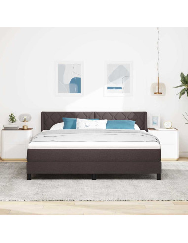 Letto a molle con testiera Marrone Scuro 200 x 180 cm Tessuto