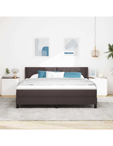 Letto a molle con testiera Marrone Scuro 200 x 180 cm Tessuto