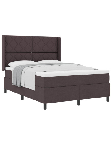 Letto a molle con cuscino Marrone Scuro 200 x 160 cm Tessuto