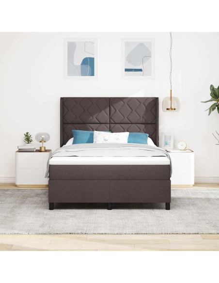 Letto a molle con cuscino Marrone Scuro 200 x 160 cm Tessuto