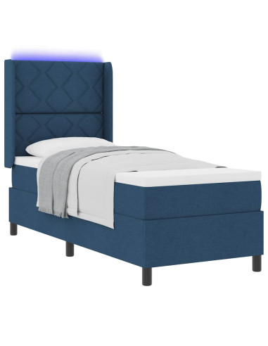 Letto a Sorgente LED con testiera Blu 80 x 200 cm Tessuto