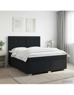 Letto box spring con materasso Nero 140 x 200 cm Tessuto