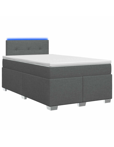 Letto con Box Spring, Materasso e LED Grigio Scuro 120 x 190 cm
