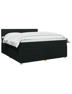 Letto box spring con materasso Nero 140 x 190 cm Tessuto 2