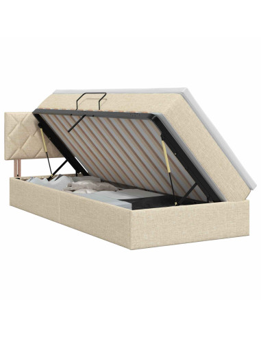 Letto con contenitore e materasso Crema 100 x 200 cm Velluto