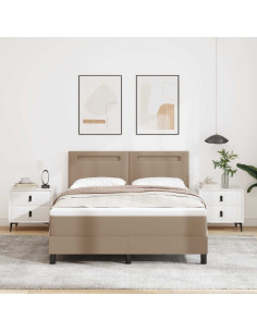Letto a molle Cappuccino 140 x 190 cm Pelle sintetica