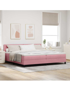 Letto a molle con testiera Rosa 200 x 200 cm Velluto