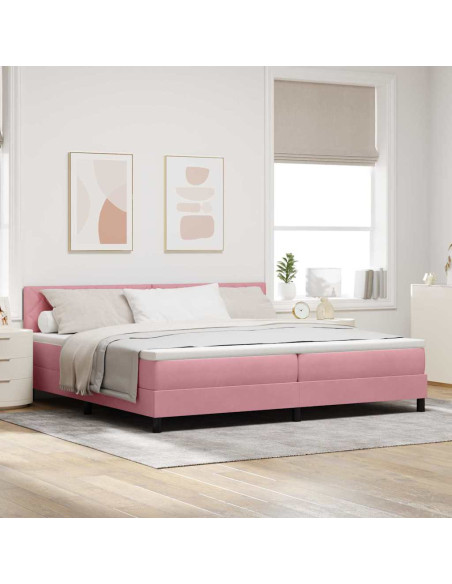 Letto a molle con testiera Rosa 200 x 200 cm Velluto