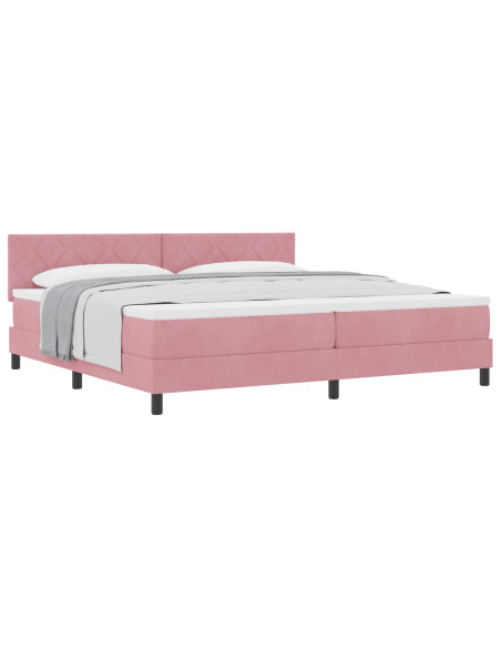 Letto a molle con testiera Rosa 200 x 200 cm Velluto