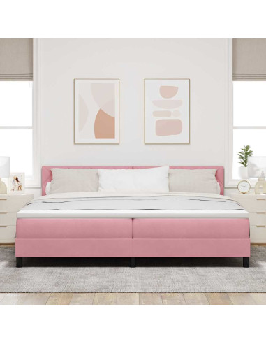Letto a molle con testiera Rosa 200 x 200 cm Velluto