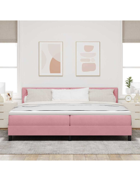 Letto a molle con testiera Rosa 200 x 200 cm Velluto