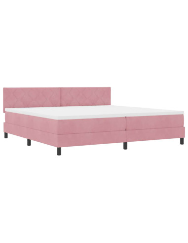 Letto a molle con testiera Rosa 200 x 200 cm Velluto