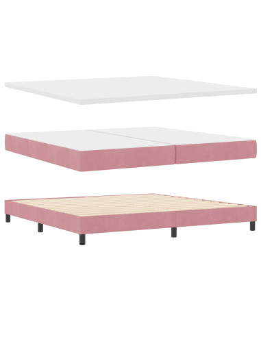 Letto a molle con testiera Rosa 200 x 200 cm Velluto