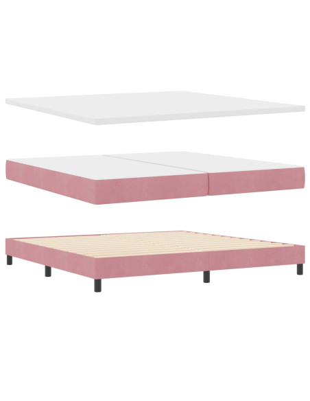 Letto a molle con testiera Rosa 200 x 200 cm Velluto