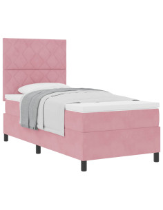 Letto a molle con testiera Rosa 100 x 200 cm Velluto 2