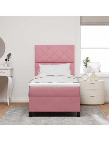Letto a molle con testiera Rosa 100 x 200 cm Velluto