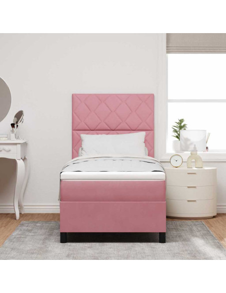 Letto a molle con testiera Rosa 100 x 200 cm Velluto