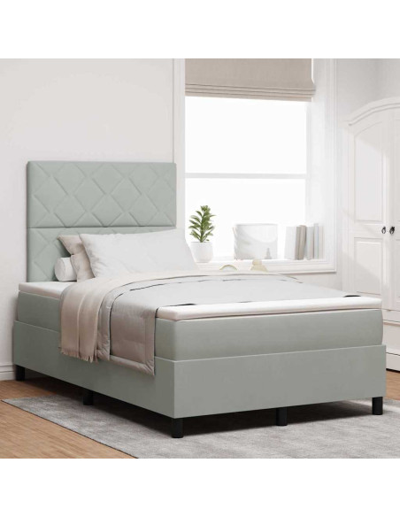 Letto a molle con testiera Grigio chiaro 120 x 190 cm Velluto