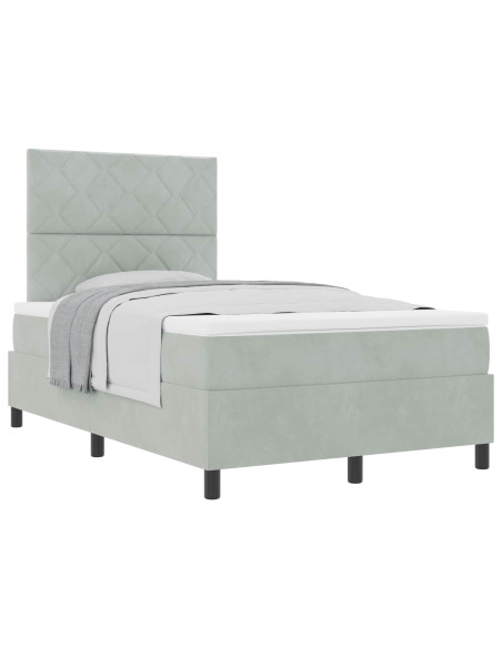 Letto a molle con testiera Grigio chiaro 120 x 190 cm Velluto