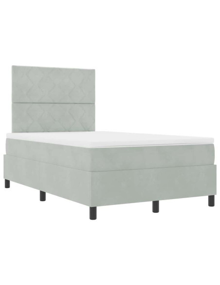 Letto a molle con testiera Grigio chiaro 120 x 190 cm Velluto