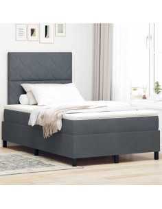 Letto a molle con testiera Grigio scuro 120 x 190 cm Velluto