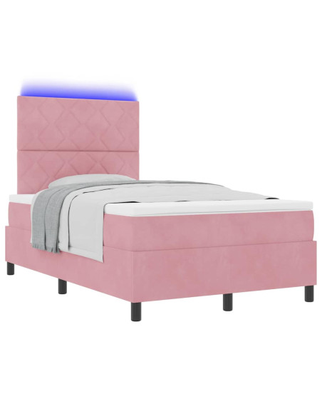 Letto a molle con testiera Rosa 120 x 190 cm Velluto