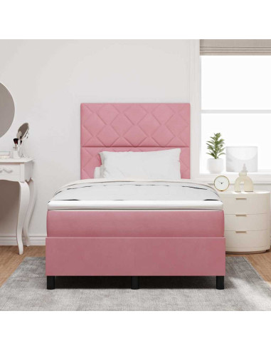 Letto a molle con testiera Rosa 120 x 190 cm Velluto