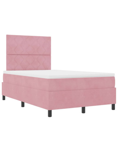 Letto a molle con testiera Rosa 120 x 190 cm Velluto