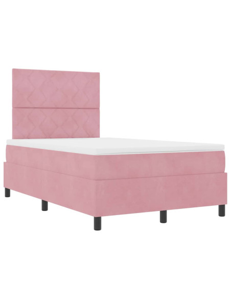 Letto a molle con testiera Rosa 120 x 190 cm Velluto