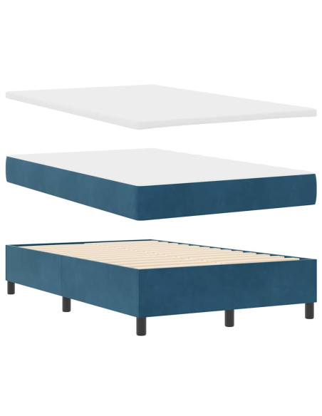 Letto a molle con testiera Blu scuro 200 x 120 cm Velluto