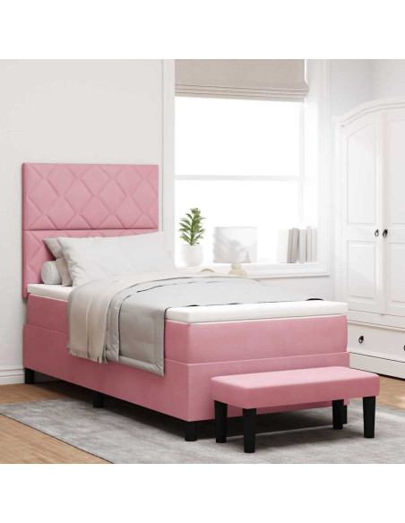 Letto a molle con cuscino Rosa 200 x 100 cm Velluto