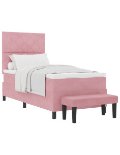 Letto a molle con cuscino Rosa 200 x 100 cm Velluto 2