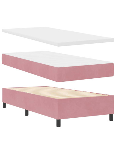 Letto a molle con cuscino Rosa 200 x 100 cm Velluto