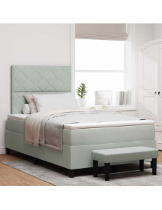 Letto a molle con testiera Grigio chiaro 190 x 120 cm Velluto