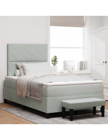 Letto a molle con testiera Grigio chiaro 190 x 120 cm Velluto